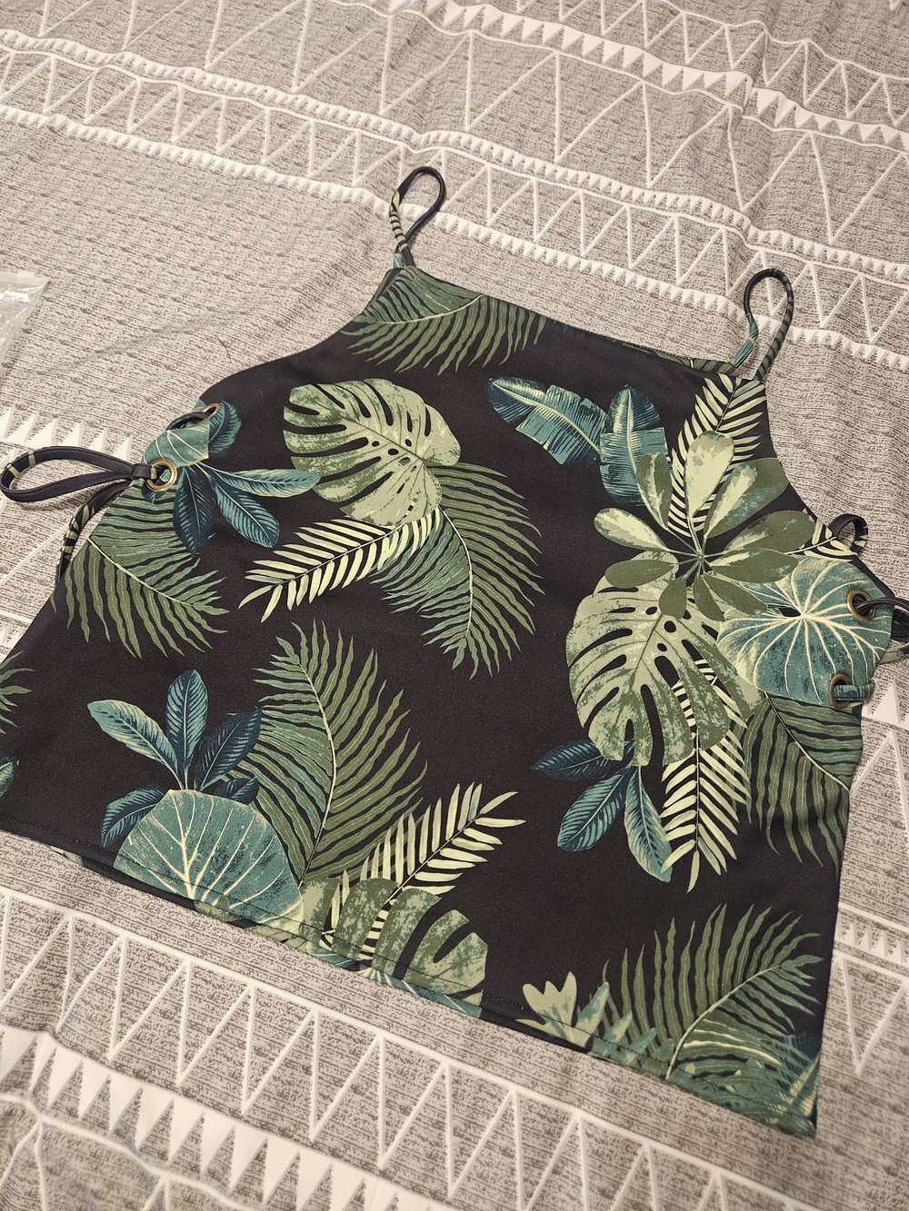 Women’s Tropical Leaf Print Cami Top - Green